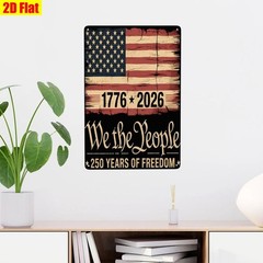 Vintage 250 Years of Freedom Metal Sign 4th of July We the People USA Flag Decor