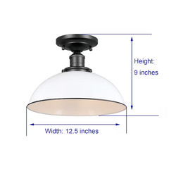 allen + roth Leigh 12.5-in Matte black Indoor 1 -Light Semi-flush Mount Light Me