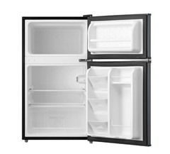 3.2 Cu ft Two Door Mini Fridge with Freezer, Stainless Steel, Energy Efficient