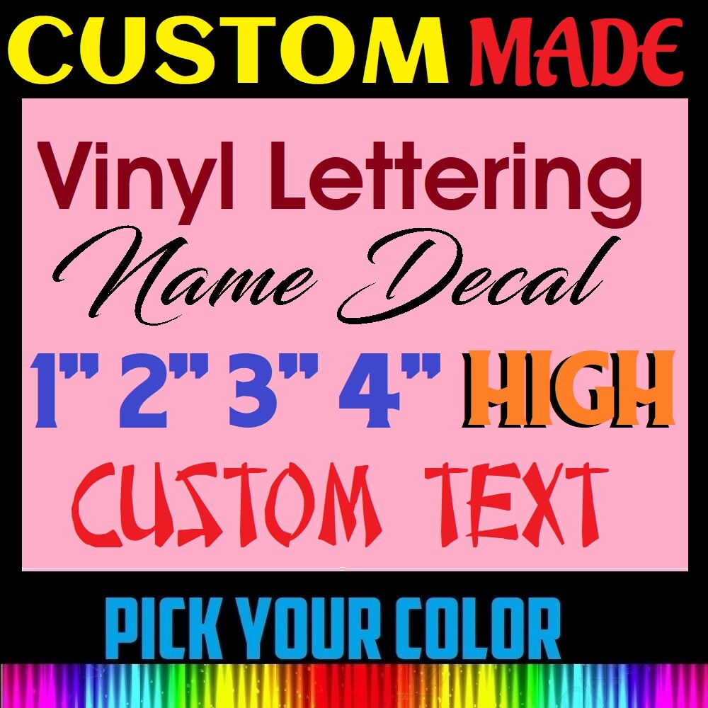 1″ 2″ 3″ 4″ HIGH CUSTOM TEXT NAME Personalized Vinyl Lettering, Car, Door, Windo