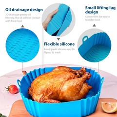3x Air Fryer Silicone Pot Rectangle Baking Tray Basket Liners Insert Dish New