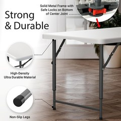 Used 4-Ft Plastic Folding Table – Ideal for Indoor/Outdoor Dining & Party Use