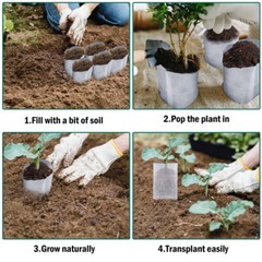 100PCS Non-woven Plant Grow Bags Nursery Bag Biodegradable Fabric Seedling Pot