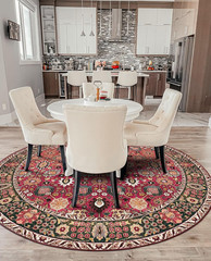 5Ft Round Vintage Area Rug Non Slip Washable Cherry Red Circle Carpet