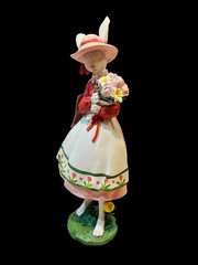 Bunny Girl Figurine 15.5in Holding Flowers Spring Summer Statue Decor NEW Gift