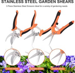 Pruning Scissors Garden Shears Hand Tools Plant Trimming Pruners 3 PCS-NEW