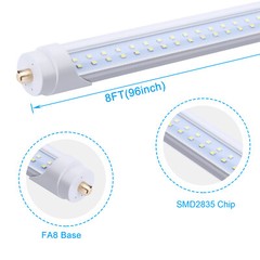 8FT LED Tube Light T8 T12 Single Pin FA8 Bulbs 45W 65W 90W 8Foot LED Shop Light