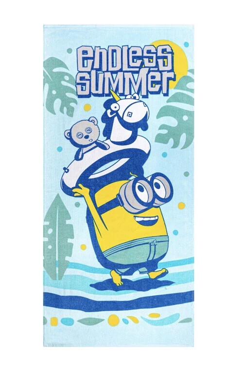 NEW Minions Endless Summer Beach Towel 28 in W X 58 in L 100% Cotton