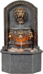 Outdoor Lion Head Stone Waterfall Wall Fountain with Pump Gray 10.3IN