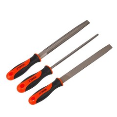 3Piece 8Inch Professional File Set, High Carbon Steel Metal Files with Flat/Ha