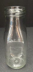 10 oz. Glass Milk Bottles with Reusable Lids and Red & White Straws Lot of 12