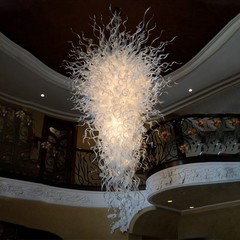 Classic White Large Handmade Blown Glass Chandelier Lighting Pendant W32″xH60″