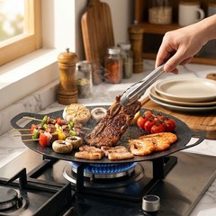Non-Stick Korean Cast Iron Grill Pan BBQ Griddle for Home Cooking