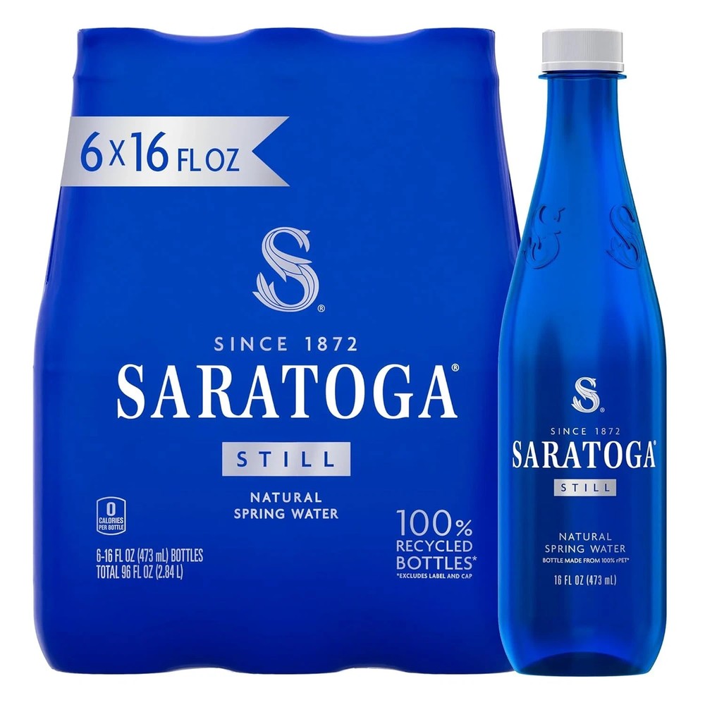 Saratoga Spring Water Still 16 fl oz Bottles 6 Pack Natural Mineral Water