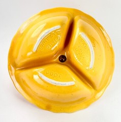 Vintage 60s Lane & Co. California Yellow 3 Section Candy Nut Dish 8″ C652
