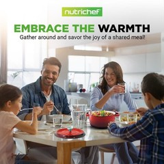 NutriChef 12.7 in x 9.8 in 5qt Dutch Oven Pot Cast Iron & Enameled Red