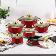 12pcs Stainless Steel Cookware Set – 6 Nonstick Pots & Pans with Matching Lids