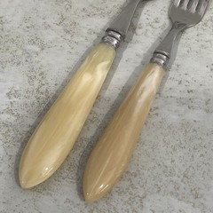 Vintage 5-Piece Flatware Set Stainless Steel 18/10 Pearlized Handle France