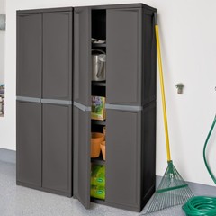 Sterilite Storage Cabinet, Garage, Pantry, & Kitchen Organizer, 4 Shelves, Gray