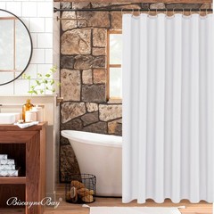 Hotel Quality Fabric Shower Curtain Liner Water Resistant Weighted Bottom Hem