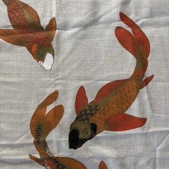 Alfred Shaheen Hand Painted Koi Textile Panel 45″ X 26.5″ Signed Mid Century