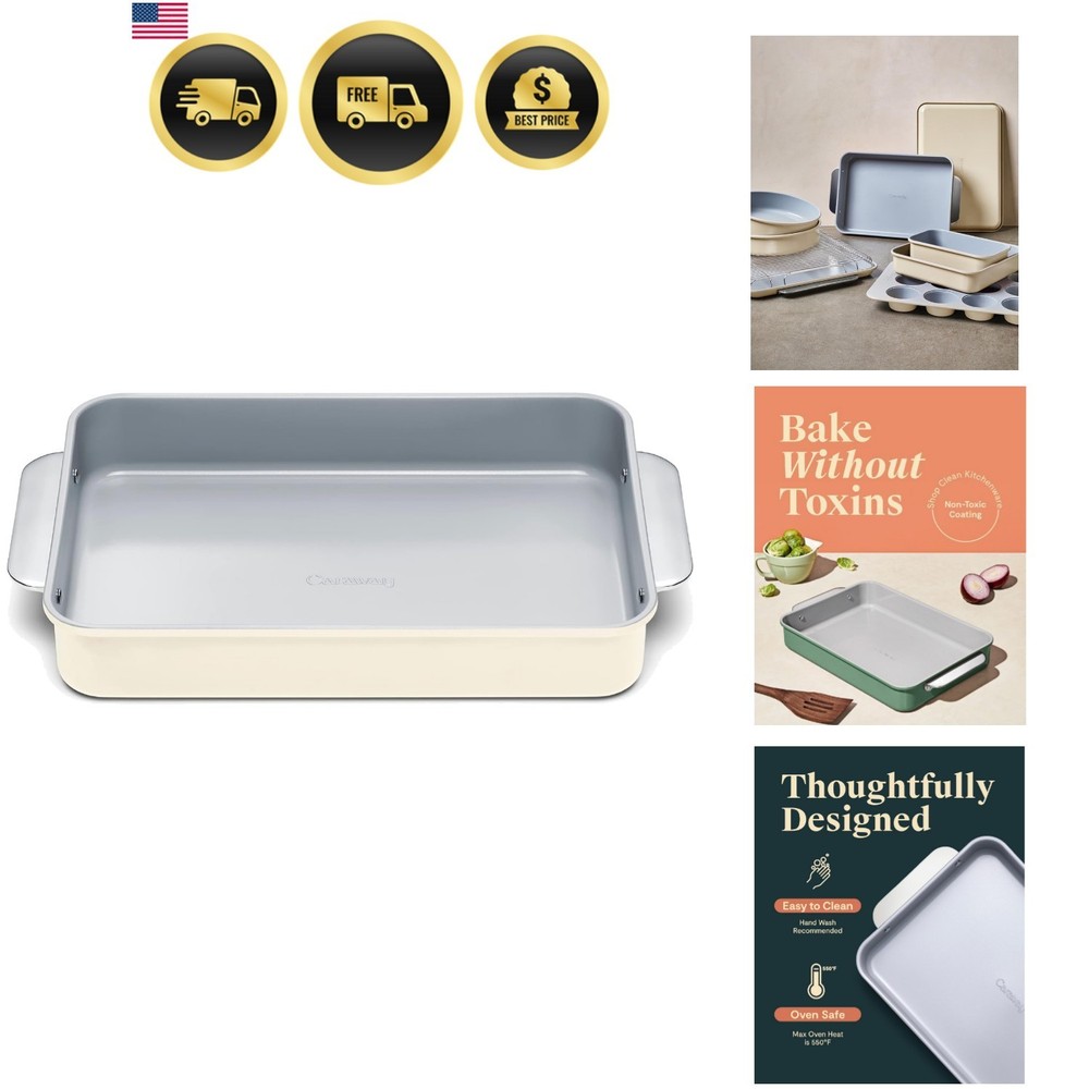 Non-Stick Ceramic 9”x13” Rectangle Pan – Naturally Slick Ceramic Coating – No…