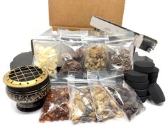 Resin Incense Starter Kit: Set of 8 Resin Sampler, Burner, Charcoal & Tongs