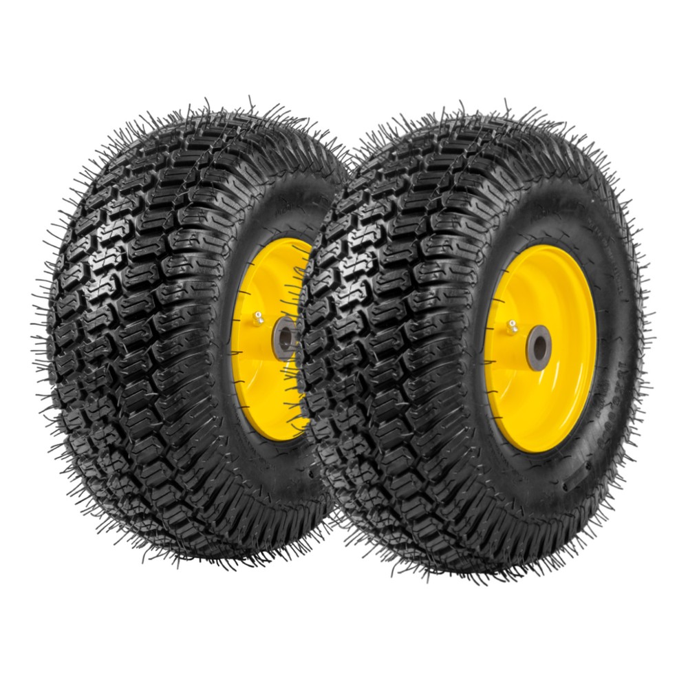 Two 15×6.00-6 15×6-6 15x6x6 Lawn Mower Turf Tires & Wheels 4 Ply Rated