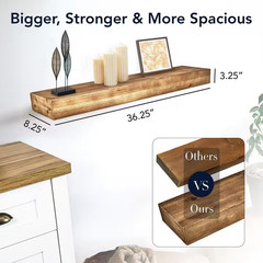American Art Decor 24.25 In. W X 8.25 In. D Brown MDF Floating Wall Shelf Decora