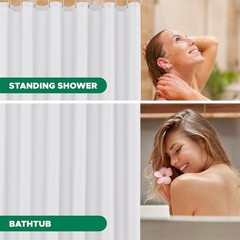 Hotel Quality Fabric Shower Curtain Liner Water Resistant Weighted Bottom Hem