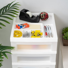 NEW IRIS 9-Drawer Narrow Plastic Storage Drawer Cart with Organizer Top, White