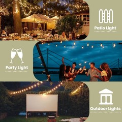 Solar String Lights 100FT, ST38 Shatterproof Bulbs Waterproof for Patio Garden
