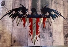American Eagle Metal Wall Art, Heat Blued Steel Flag, Patriotic Decor