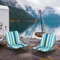 Low Beach Chairs for Adults 2 Pack with Aluminum Frame and Soft Cushion 300 LBS