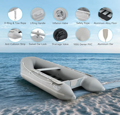 Inflatable Dinghy Boat for 4 Adults, 990lb Capacity Heavy-Duty PVC Raft with …