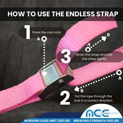 USA 1″ x 3′- 15′ Endless Cargo Lashing Strap w/Cam Buckle for Motorcycle Bicycle