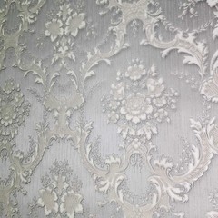 Satin gray silver tan Victorian damask faux silk fabric textured Wallpaper rolls