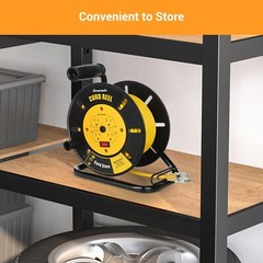 DEWENWILS Electrical Cord Extension Storage Reel with 4 Outlets Integrated Cord