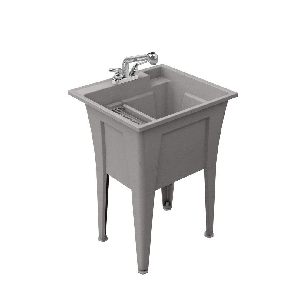 Ruggedtub 24.25-In X 22-In 1-Basin Freestanding Utility Tub w/ Drain with Faucet