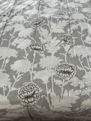 Pottery Barn Mum Gray White Floral Organic Cotton Duvet Cover King Pre-owned EC