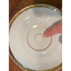 Old Paris White and Gold Porcelain Teacups and Saucers, Set of 6