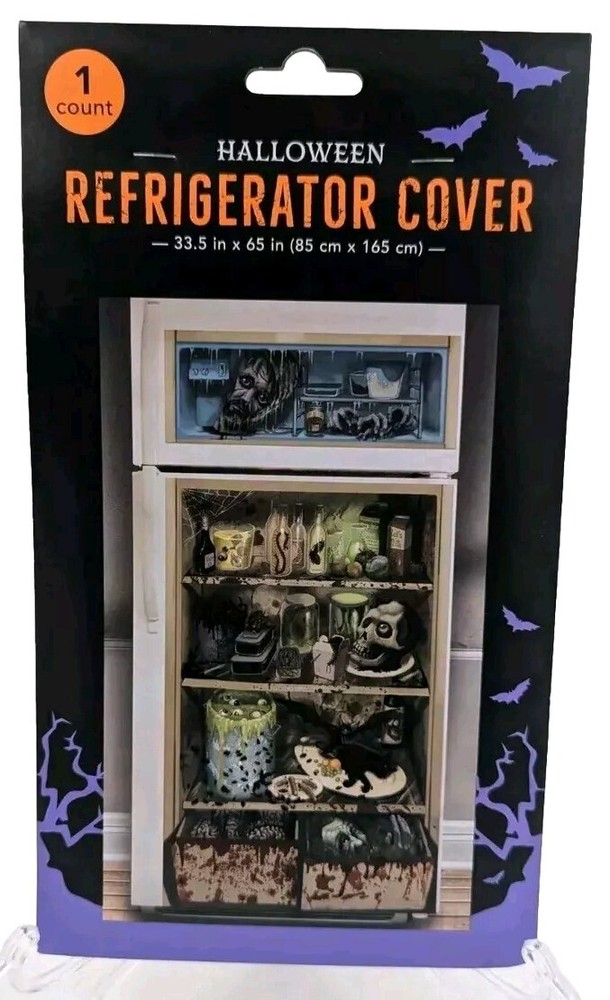 Halloween Refrigerator Door Cover. Severed Head, Eyeballs & More Over 5 feet.