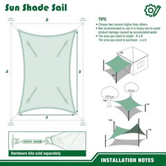 Rectangle Sun Shade Sail Canopy Shelter Shade Mesh Cover Patio Yard Pool Outdoor