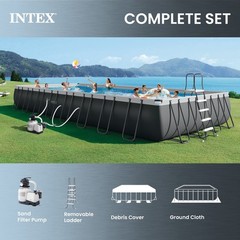 Intex 32′ x 16′ x 52″ Ultra XTR Rectangular Above Ground Pool, Gray (Open Box)