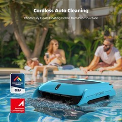 Solar Robotic Pool Cleaner Cordless Robot Skimmer Cleaner for Above Ground Pools