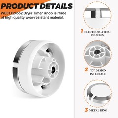 For GE GTD33EASKOWW New Metal+Plastic 1PC Dryer Timer Control Knob WE01X24552
