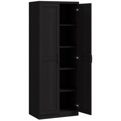 63″ Rustic 2-Door Kitchen Freestanding Storage Cabinet Pantry Shelves, Brown