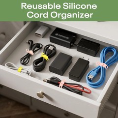 24 Pcs Silicone Cable Organizer Ties, Reusable Elastic Cord Ties 4.2in for Charg