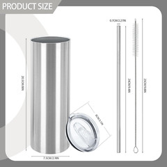 16 Pack Insulated Stainless Steel Tumblers 20oz with Lid & Straw – DIY Gift