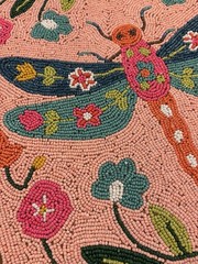 SET OF 4 Dragonfly Beaded Placemats Chargers World Market 15″X15″ Square – NEW